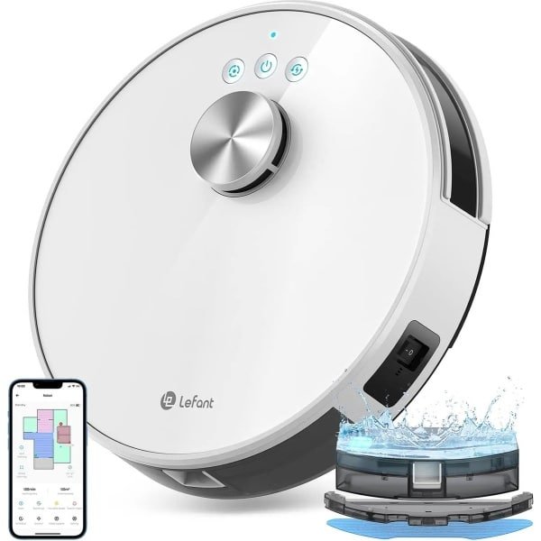 Lefant M1 Robotstofzuiger met DWEIL - LDS Navigatie - 4000Pa Zuigkracht - App/Alexa Bediening - Slimme Multi-Floor Mapping - 150 Min Runtime - Voor Tapijt en Harde Vloeren