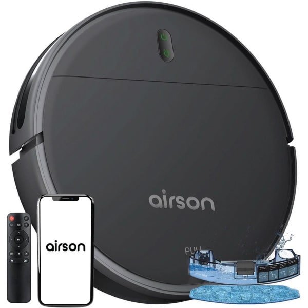 Airson X1 Pro Clean - Robotstofzuiger Met Dweilfunctie - Met Laadstation - Dweilrobot - Met Afstandsbediening en App - Ideaal voor Huisdieren - Harde Vloeren en Tapijt