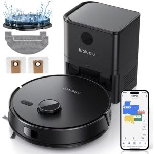 Robotstofzuiger Met Dweilfunctie - 5500 Pa Zuigkracht - WiFi/App/Alexa/Google en Spraakbediening - Met Laadstation - 3-in-1 Stofzuigen, Vegen & Dweilen - Zwart - Geschikt voor Huisdieren, Tapijt & Harde Vloeren - TELEO