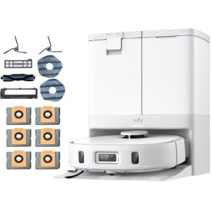 eufy X10 Pro Omni - Complete Robotstofzuiger wit - Met dweil en Vervangingssets - Robot Vacuum 8000 Pa zuigkracht - Tapijt detectie - AI-obstakel vermijding- Wast en droogt de dweil- Automatisch legen en vullen