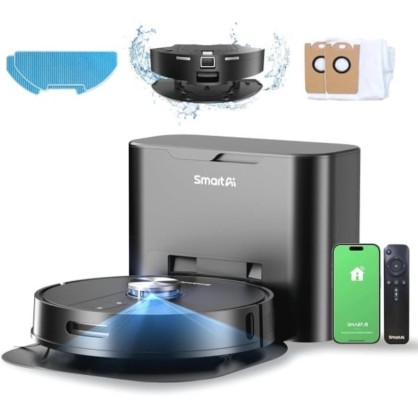 Robotstofzuiger met Dweilfunctie en Laser Navigatie voor Dierenharen en Tapijt