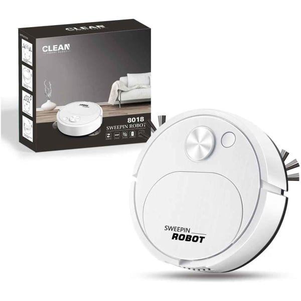 Slimme Mini Robotstofzuiger 3-in-1 | Automatische Reiniging + Dweilfunctie | Compact, USB Oplaadbaar, Stofzuiger Robot voor Harde Vloeren & Tapijt