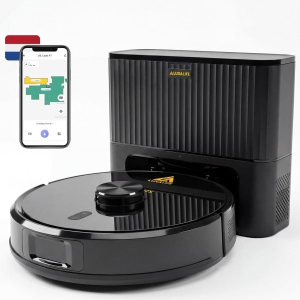 LuxaLife Louis V1 Robotstofzuiger met Dweilfunctie en Leegstation - 10.000 Pa Zuigkracht - LiDAR Navigatie - Y-Shape Dweilen - Nederlandse App - Geschikt voor Tapijt